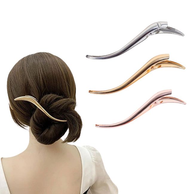 BZKSER Abteilklammern Friseur - 3 pcs Metall Haarklammern,Friseurbedarf Haarspangen Damen Haarklammer Groß Combi-Clip Haarspange Gold Entenschnabel Hair Clip Krokodil Haarklammer Haar Zubehör,Einfach