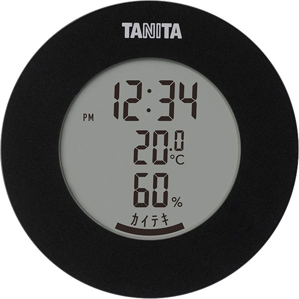 Tanita TT-585 BK Thermometer/Hygrometer, Clock, Temperature, Humidity, Digital, Tabletop, Magnet, Black