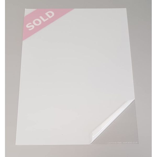 Transparent Window Flashcards for LED Window Displays, Optically Clear Window Card for LED Pockets, Printed Message: Sold