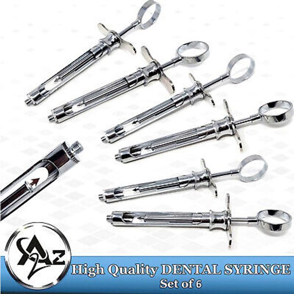 6 German Dental Anesthetic Syringe Self-Aspirating 1.8CC-Dental Instruments-A+