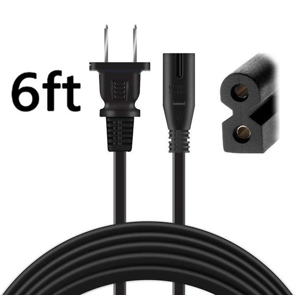 Polarized AC Power Cord 2 Prong Square Round for TV Printer Laptop PC Computer