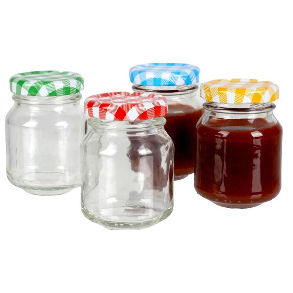 Mini Jam Jars, Set of 4, 80 ml, Colourful