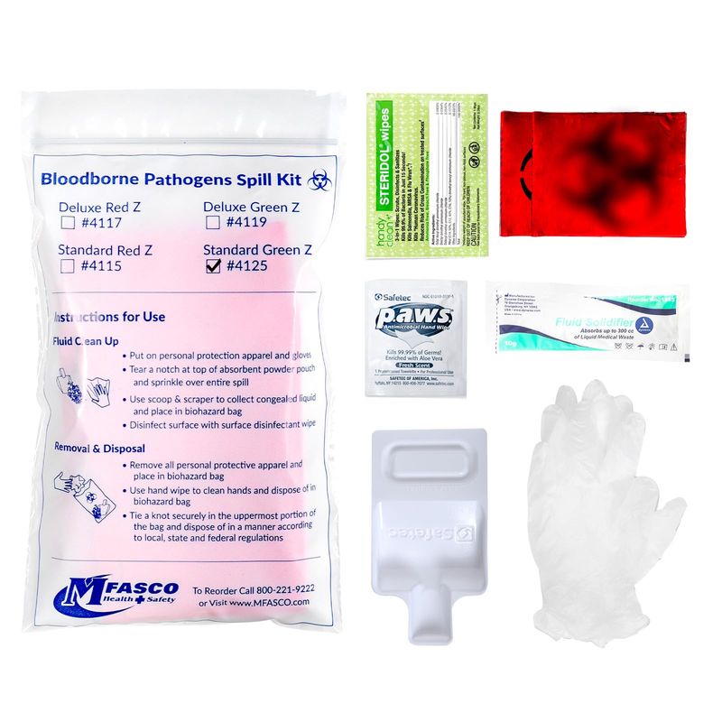 MFASCO Bloodborne Pathogens Spill Kit - Disposable Clean Up Kit, Safety ...