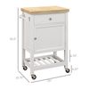 Utility Rolling Kitchen Island Cart w/ Storage Shelf, Wheels, Smooth Top, White