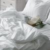 Luxury Cream 100% Cotton Satin Queen Bedding Set Cotton Shine Stripped Pattern