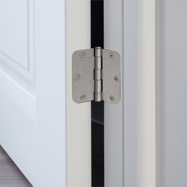 Stainless Steel Door Hinge in Satin Nickel 3 1/2 Inch 5/8 Inch Radius 6 Pack