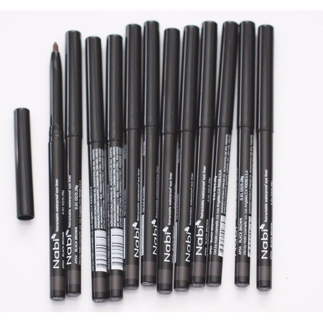 12 PCS NABI AP04 BLACK BROWN Retractable Waterproof Eyeliners Pencils