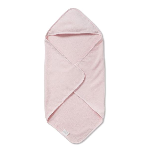 MORI Baby Boys and Girls Hooded Bath Towel in Blush - 100% Organic Micro Cotton Unisex Infant Soft Blanket - Absorbent and Quick Drying - 75 x 75 cm