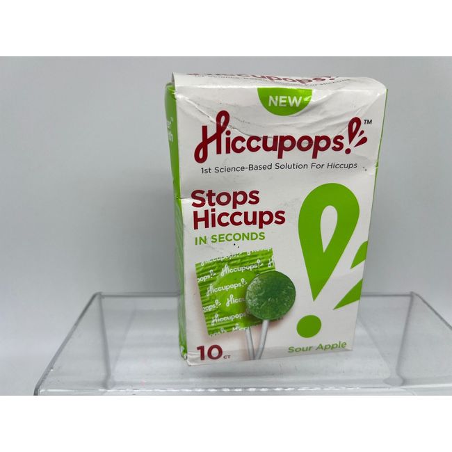 Hiccupops - Lollipops that Stop Hiccups - Sour Apple (10Ct) COMBINE SHIPPING!