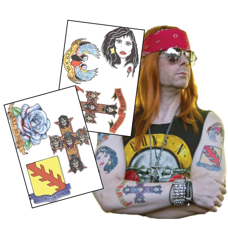 8o's Rocker inspired complete set of Fake Temporary Tattoos | Life ...