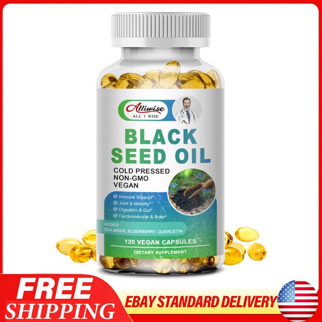 Black Seed Oil Capsules 1000mg | Support Joint & Digestive Health 120 Softgels