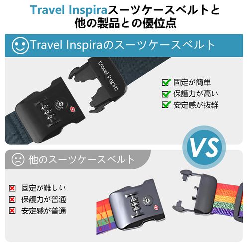 Travel Inspira Suitcase Belt, Convenient Goods, Luggage Tightening Belt, Carrying Case, Band, Collapse Prevention, Adjustable, I-Shaped, Cross-shaped, Lightweight, 3-Digit Dial, Fixed Belt, Anti-Slip,