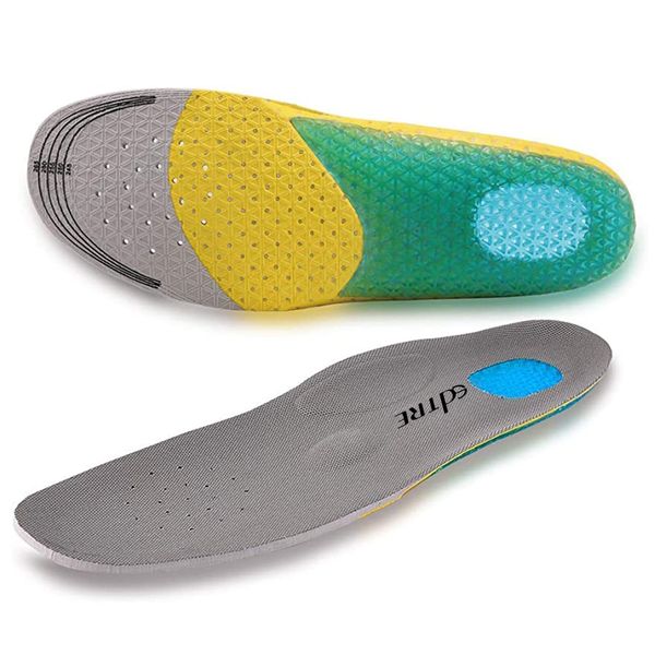 EDTRE Sports Insoles [High Elasticity, Shock Absorption, Comfortable] Insole, Standing Work, Cushion, Arch Support, Silica Gel Heel, Soft, Breathable, Unisex (L(26.5~28.5), Gray)