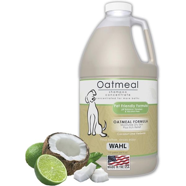 Wahl USA Oatmeal Pet Shampoo Concentrate for Dogs Dry Skin & Itch Relief, 64 Oz