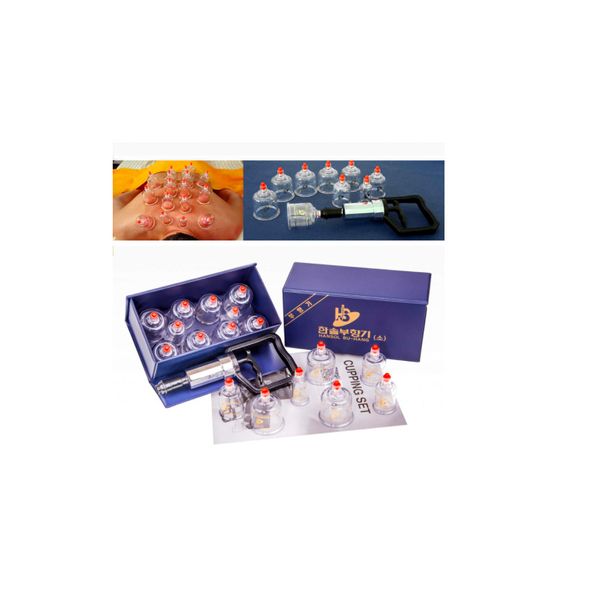 Cupping Therapy Equipment Set Pumping Handle Professional English Manual 10 Cups