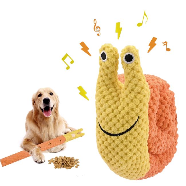 Schnecke Spielzeug für Haustiere,Plüsch-Haustier Spielzeug,Training für Dekompression Hundespielzeug,Schnüffeln von Backenzahn-Haustierbedarf,Linderung von Langweiligem Hundespielzeug Orange+Yellow