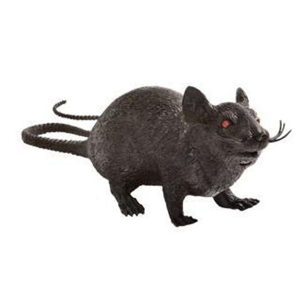 Graveyard Black Plastic Halloween Squeaking Rat (Sitting Rat)