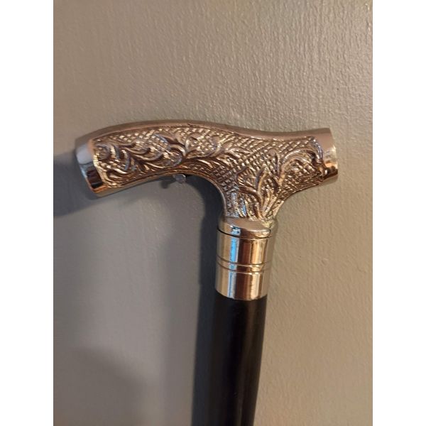 Retro Collections Branch Handle Classic Style Black Wooden Walking stick Brass With NICKLE finish