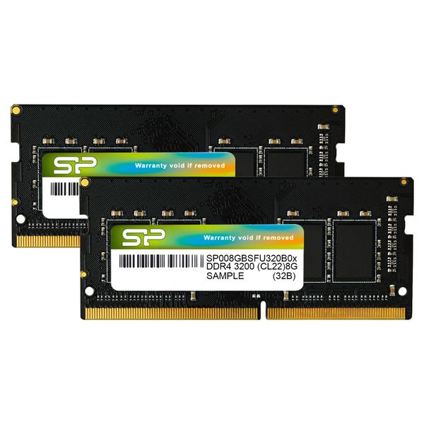 Silicon Power SP016GBSFU320B22 Laptop RAM Memory, DDR4-3200 (PC4-25600), 8GB x 2 (16GB Total), 260 Pin, 1.2V, CL22