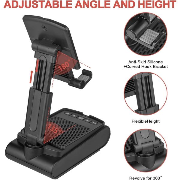 Cell Phone Stand with Wireless Bluetooth Speaker HD Surround Sound