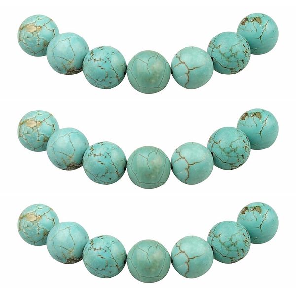 MJDCB Round Stone Beads 8mm Turquoise Loose Gemstone Beads for Jewelry Making Bracelet Necklace 43pcs