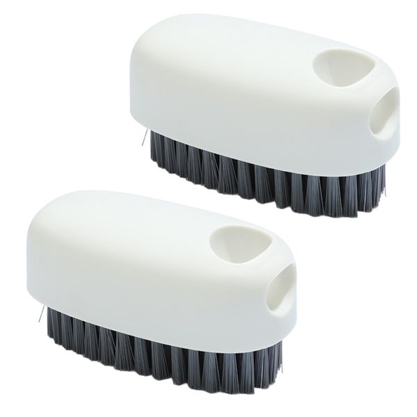 Asdays Washing Brush, Spot Wash, Collar Wash, Sleeve Wash, Handy, Laundry Supplies, Compact, Set of 2 (White)