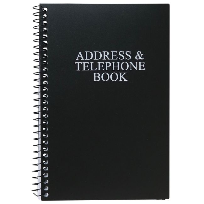 Iconikal Address and Telephone Book, Black, 8 x 5 inches for Organizing Names, Addresses, Email, Cell Phone Numbers