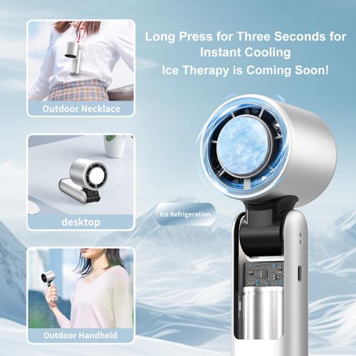 KIEROFIRT Multifunctional Handheld Fan High-Speed Motor Speed Cooling 4000mAh Battery Life 100 Wind Speed Adjustable Superconducting Ice Porcelain Cooling Suitable for Home Outdoor Activities Travel