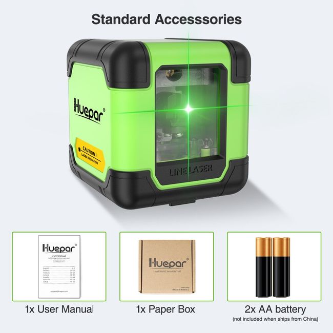 Huepar 901CG 5 Lines 3D Cross Line Laser Level Red Beam Vertical Horizontal  Lasers 360 Rotary Self-leveling Leveling Tool