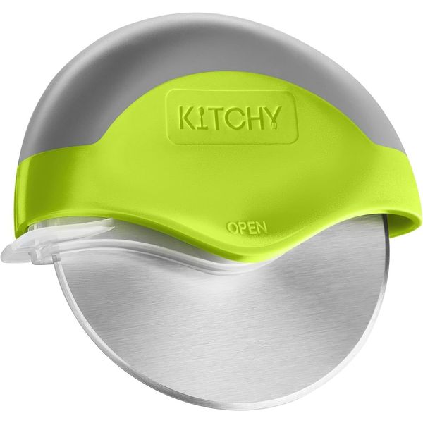 Kitchy Pizza Cutter Wheel with Protective Blade Cover, Ergonomic Green