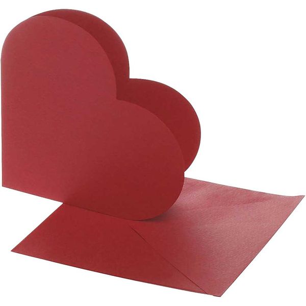 Heart-Shaped Cards, card size 12,5x12,5 cm, envelope size 13,5x13,5 cm, red, 10sets