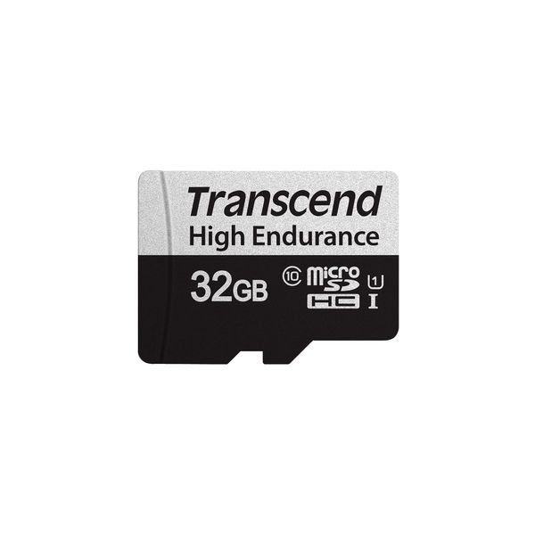 Transcend TS32GUSD350V-E MicroSD Card, High Durability, 32 GB, UHS-I U1 Class 10, Dash Cam, Security Camera, Includes SD Card Adapter, Data Recovery Software Provided (English Language Not Guaranteed)