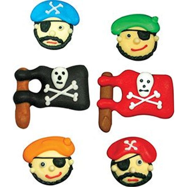 Item#38904 - Pirate Set Assortment Royal Icing Cake/Cupcake Decorations 12 Ct