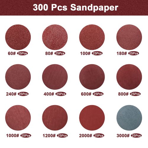 300+8 Pcs Sanding Discs Pad Kit, Windspeed 2 Inch Die Grinder Sanding Disc Sander Attachment for Drill Sanding Attachment Rotary Sander Pads Include 60-3000 Grit