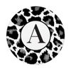Monogram Letter A Initial Black Grey Leopard Print PopSockets Swappable PopGrip