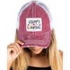 Patch Mesh Baseball Hat - Happy Camping (Burgundy)