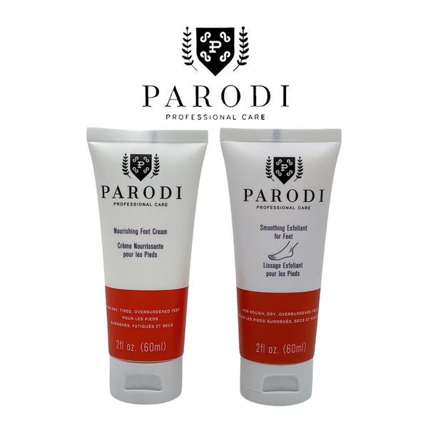 Parodi Swiss Nourishing Foot Cream & Smoothing Exfoliant for Feet Set 2 oz Creme