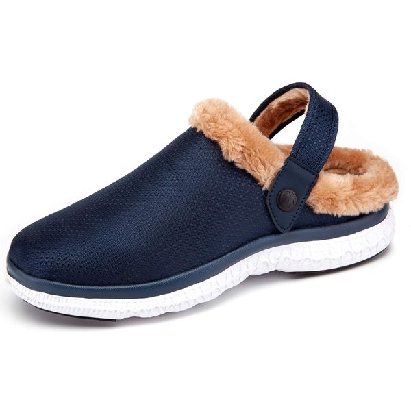 Eagsouni Winter Sandals, Clogs, Slippers, Winter Mule, Women's, Men's, Room Shoes, Indoor Shoes, Outdoor, Fluffy, Boa Back, Lightweight, Anti-Slip, navy