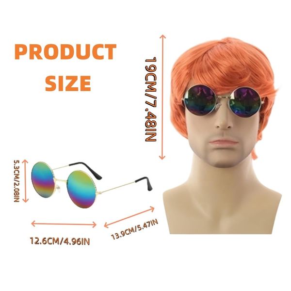 SDXCJY 2pcs Mens Wig Ginger Wig Short Wig with Sunglasses Men's Fancy Dress Wig 60s Punk Wig Rock Wig for Men Costume Accessories for Party Punk Carnival. (Orange)