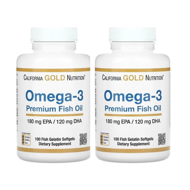 California Gold Nutrition, (2 Pack) Omega-3 Premium Fish Oil 100 Fish Gelatin