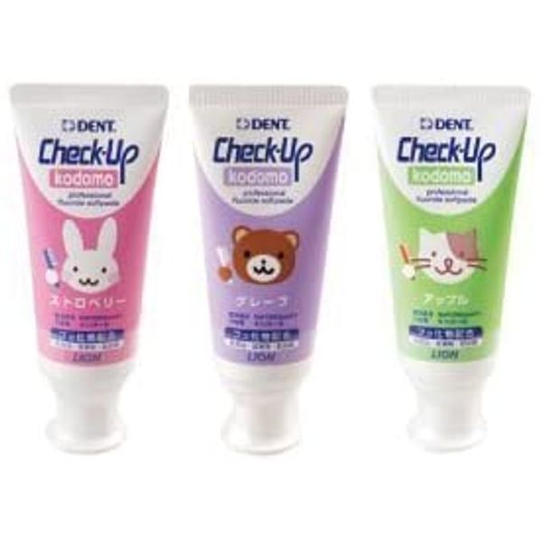 Lion Dent Check-Up Kodomo Set of 3 Flavors (Strawberry/ Grape/Apple)