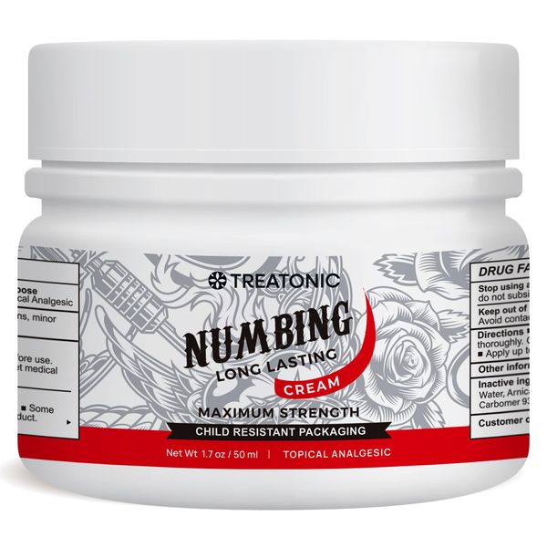 Tattoo Numbing Cream Maximum Strength: Extra Strength Tattoo Numbing Cream for Tattoos - Up to 6 Hours Painless Numbing Cream for Tattooing, Piercing, Waxing & Injections - (50ml/1.7oz)