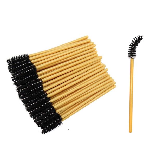 200 Mascara Wands Bulk Disposable Eyelash Eye Brow Brushes Applicator Spoolie Applicator Lash Extensions Makeup Tool Set Gold And Black (200)