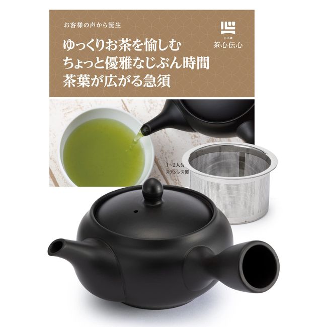 Tokoname Ware Teapot, Made in Japan, Japanese Tea Leaf Spread No Clogging Stainless Steel Tea Strainer Net; 10.1 fl oz (300 ml)