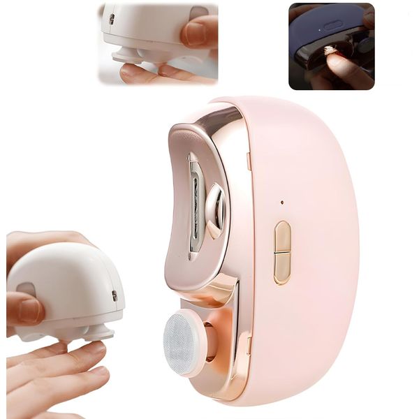 3 in 1 Automatic Electric Nail Clipper with Polishing, 2025 New Electric Nail Clipper with 2 Speeds, Electric Polishing Automatic Nail Clippers with Light, Safe for Seniors, Kids, Adults(Pink)