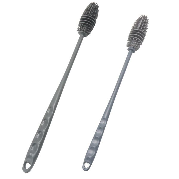 2 Stück Flaschenbürste Silikon Reinigungsbürste Lang Spülbürste Bürste Glasbürste Bottle Brush,für Karaffen und Thermoskannen mit schmaler Öffnung(Lange & kurze Stile)