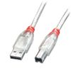 LINDY 41755 5m USB 2.0 Typ A an B Kabel, transparent