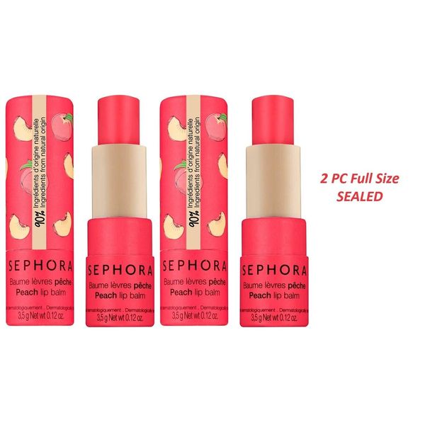 2 PC Sephora PEACH Lip Balm Full Size 0.12 oz X 2 Sealed
