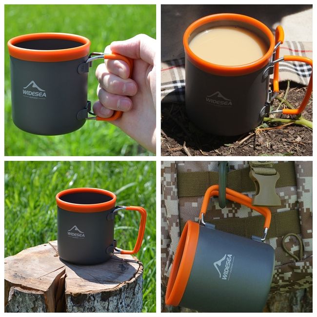 Widesea Camping Aluminum Coffee Cup Outdoor Mug Tourism Tableware