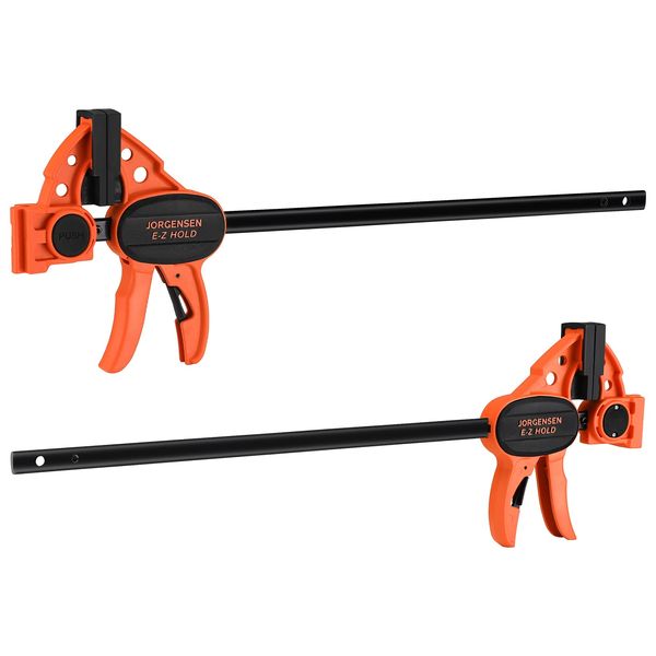 JORGENSEN F-Clamp, Quick Bar Clamp, 11.8 inches (300 mm), Set of 2, Maximum Tightening Force: Approx. 149.9 lbs (68 kg), 3 in 1 Set, Quick Release Lever, Anti-Slip, Resin Protective Pad, Wood